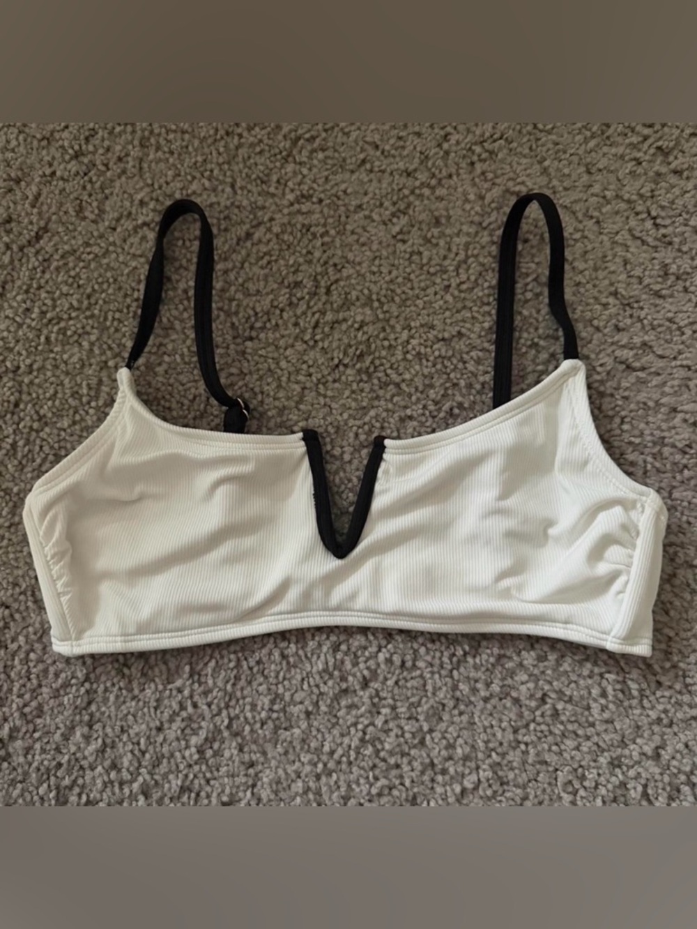 No Boundaries White Bikini Top with Black Trim